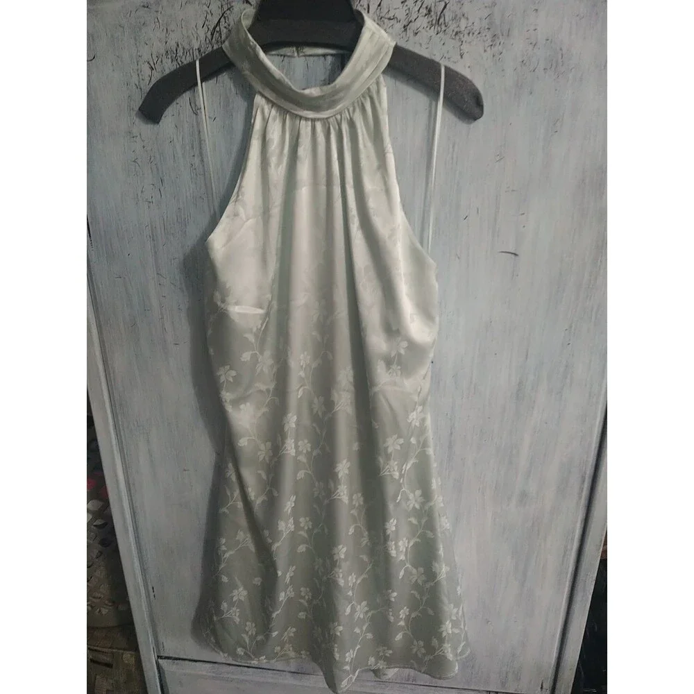 Badgley Mischka Sleeveless dress Nwt Size 14 Green Boho Feminine Cottage Core - Picture 4 of 12